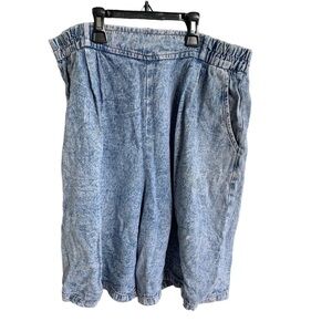 Vintage High Waist Cotton Blue Shorts Elastic Waist Women’s Size 16 80s 90s